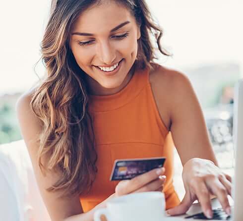 woman paying a bill online