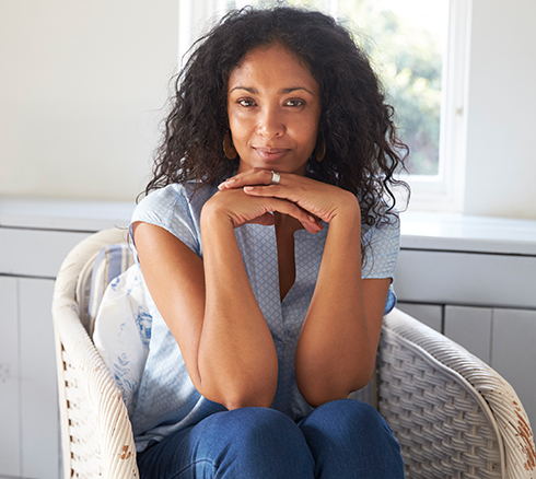 woman slightly smiling